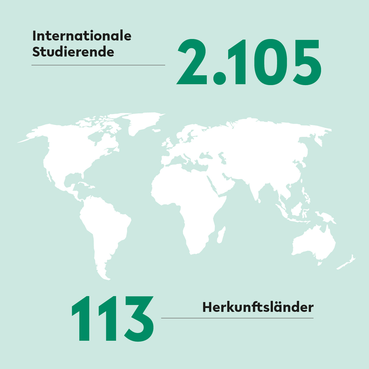 An der Universität Bielefeld studieren 2.105 internationale Studierende aus 113 Ländern.  