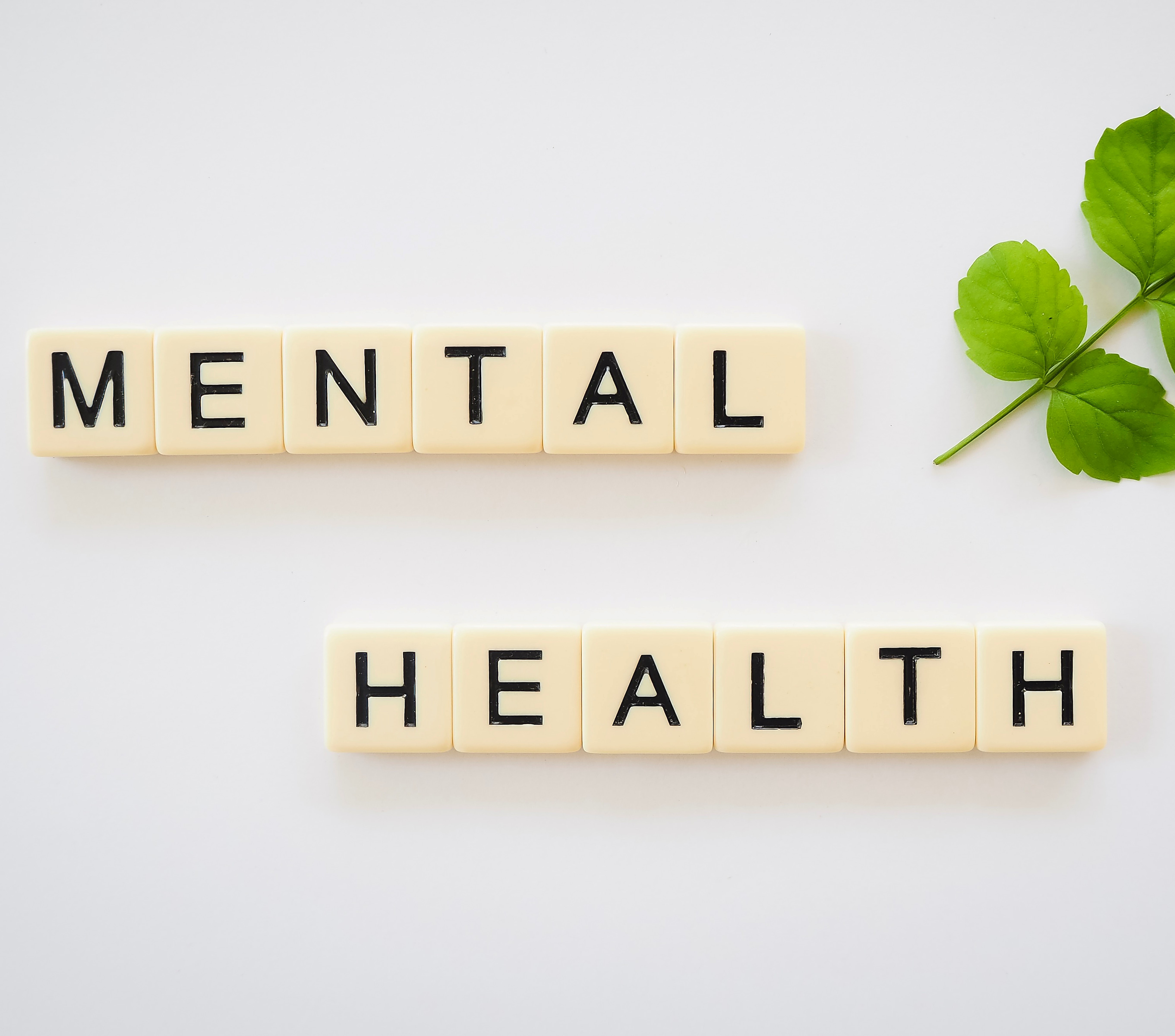 Buchstabensteine bilden die Worte: Mental Health 