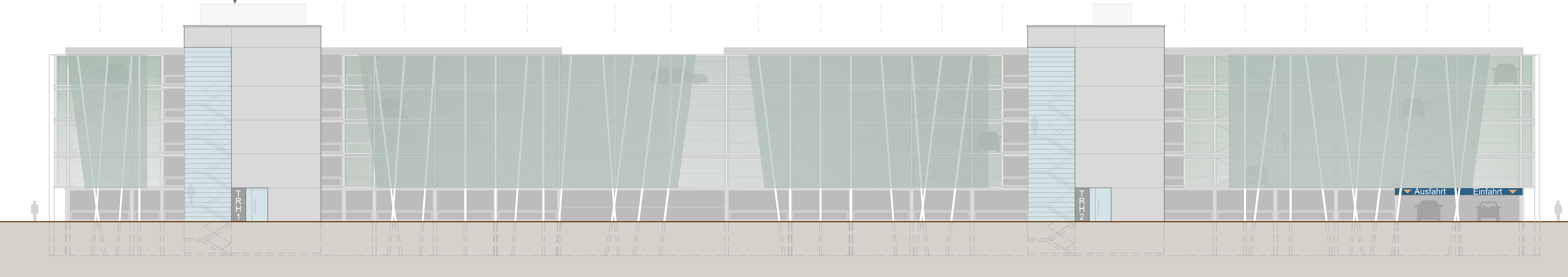 Visualisierung des neuen Parkhauses mit begrünten Dach