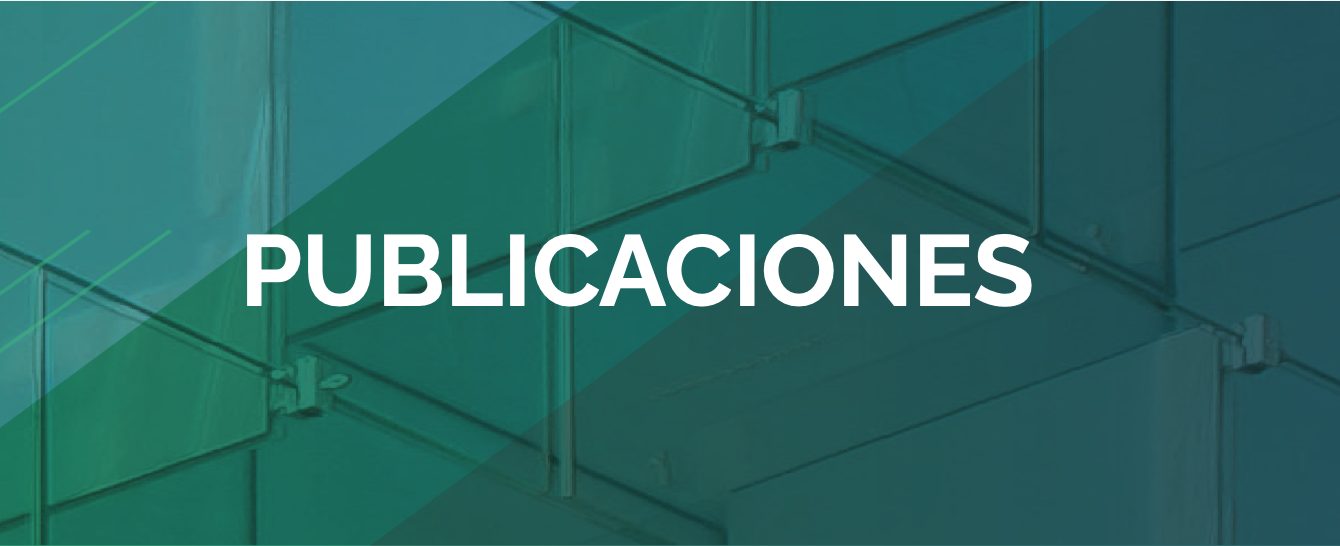 The word Publicaciones written on a greenish blue background